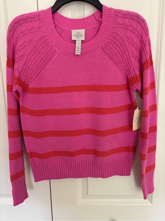 St. John's Bay Sweaters - Women’s St. John’s Bay pink red striped crewneck Sweater size small NWT.